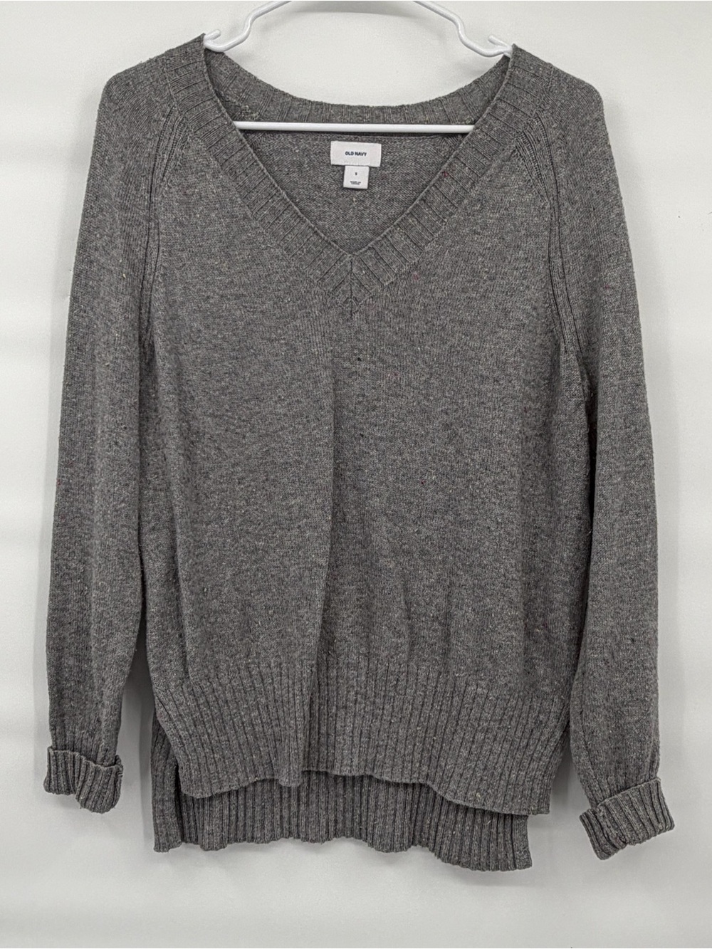 Old navy gray confetti v neck cotton blend sweater